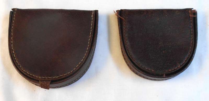 TWO VINTAGE REAL LEATHER DARK BROWN COIN PURSES