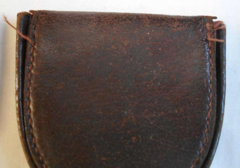 TWO VINTAGE REAL LEATHER DARK BROWN COIN PURSES