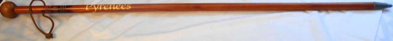 ORIGINAL PYRENEES WALKING STICK, WITH STEEL POINT, ROUND HANDLE AND WRIST BAND