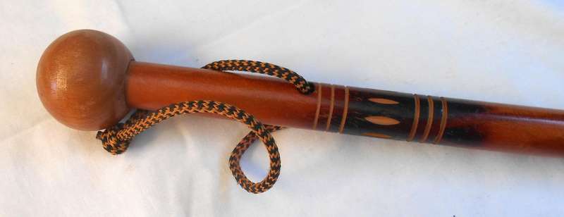 ORIGINAL PYRENEES WALKING STICK, WITH STEEL POINT, ROUND HANDLE AND WRIST BAND