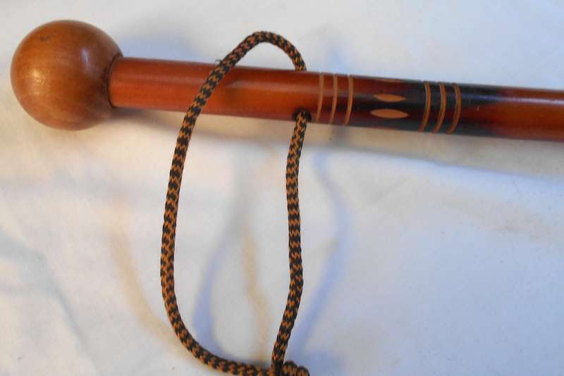 ORIGINAL PYRENEES WALKING STICK, WITH STEEL POINT, ROUND HANDLE AND WRIST BAND
