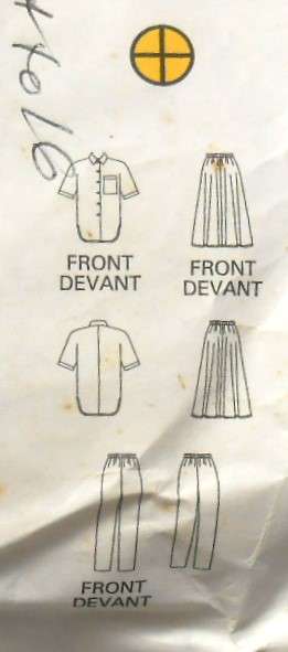 BUTTERICK 6122 SHIRT-PANTS-SKIRT SIZE 12-14-16 COMPLETE-CUT TO 16-ZIPLOC