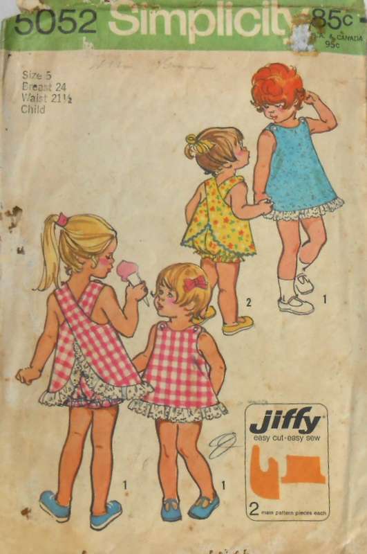 VINTAGE SIMPLICITY 5052 CHILD TOP & BLOOMERS SIZE 5 YEARS BREAST 24-COMPLETE-ZIPLOC