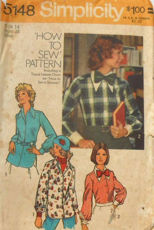 VINTAGE SIMPLICITY 5148 SHIRT & BOW TIE SIZE 14 BUST 36-COMPLETE