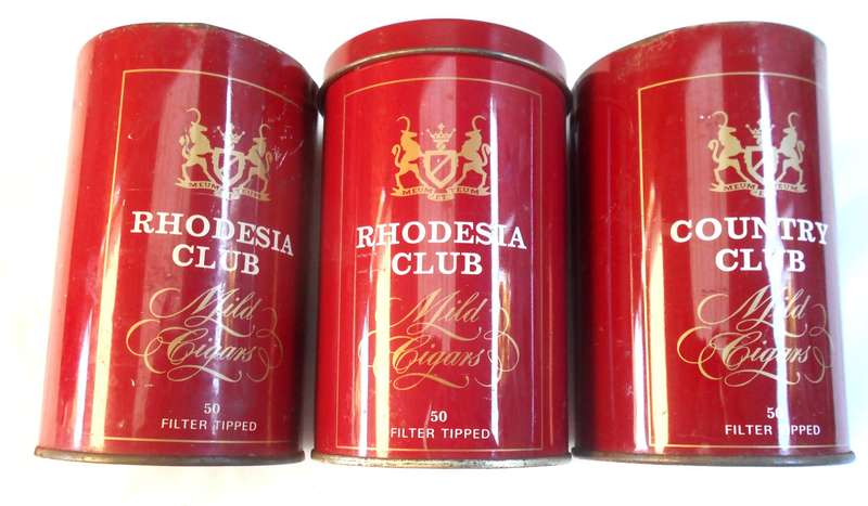 Rare to find THREE RHODESIA COUNTRY CLUB CIGAR TINS - ONE WITH LID