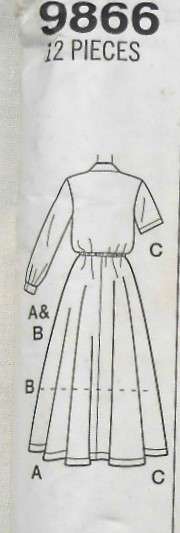 SIMPLICITY 9866 SKIRTWAIST DRESS SIZE 12-14-16 COMPLETE-UNCUT-F/FOLDED