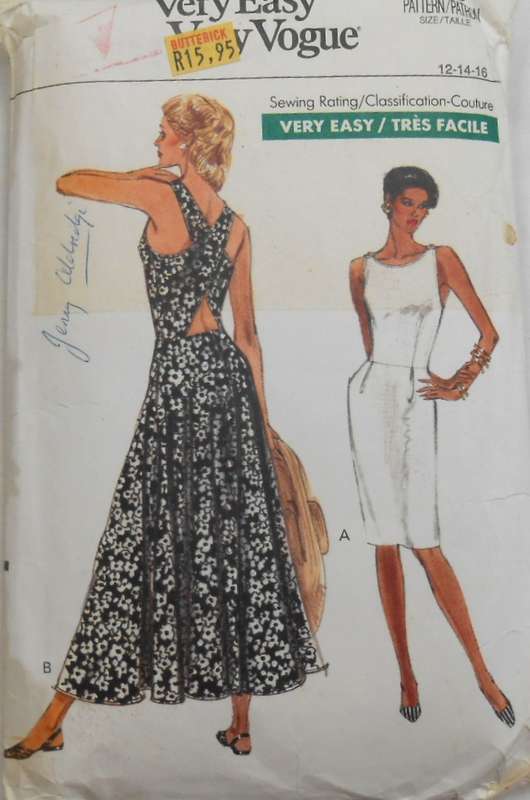 VOGUE 7718 DRESS WITH CROSS OVER BACK SIZE 12-14-16 COMPLETE-CUT TO 16