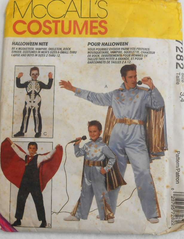 McCALLS COSTUMES 7282 - HALLOWEEN NITE - SIZE 3-4 YEARS COMPLETE-UNCUT-F/FOLDED