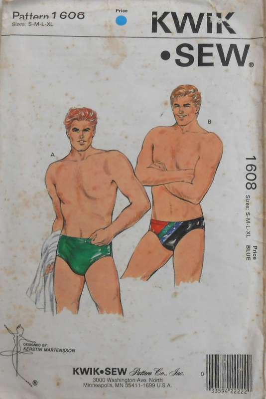KWIK SEW 1608 MENS SWIMMING TRUNKS S-M-L-XL 71 CM - 106.5 CM COMPLETE-UNCUT-F/FOLDED