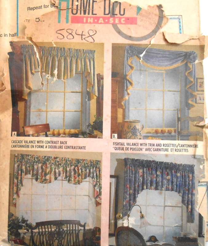 McCALLS HOME DECOR 5848 - WINDOW VALANCES - ONE SIZE COMPLETE-ZIPLOC