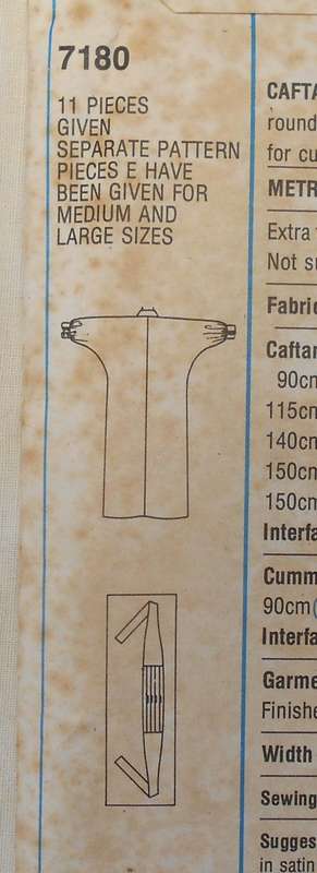 SIMPLICITY 7180 CAFTAN & CUMMERBAND ONE SIZE COMPLETE-UNCUT-F/FOLDED