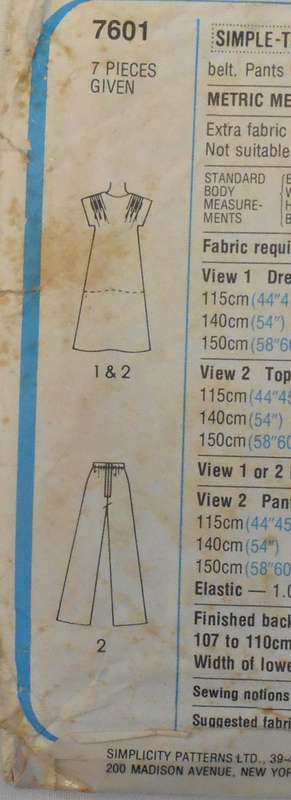SIMPLICITY 7501 PULLOVER DRESS-PINAFORE-TOP-PANTS SIZE 16 BUST 97 CM COMPLETE