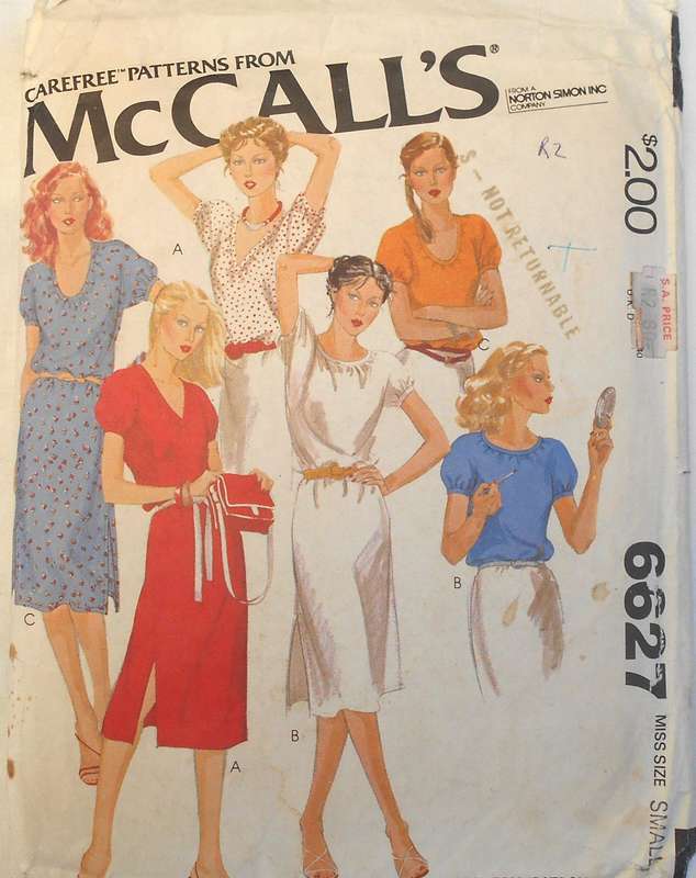 McCALLS 6627 DRESS-TOPS SIZE SMALL 10-12 THE SLEEVE BAND IS NOT SUPPLIED