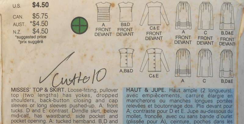 BUTTERICK 3115 TOPS & SKIRT SIZE 8-10-12 COMPLETE-CUT TO 10