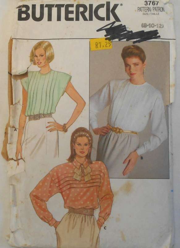 BUTTERICK 3767 LOOSE FITTING BLOUSE SIZE 8-10-12 COMPLETE-CUT TO 12