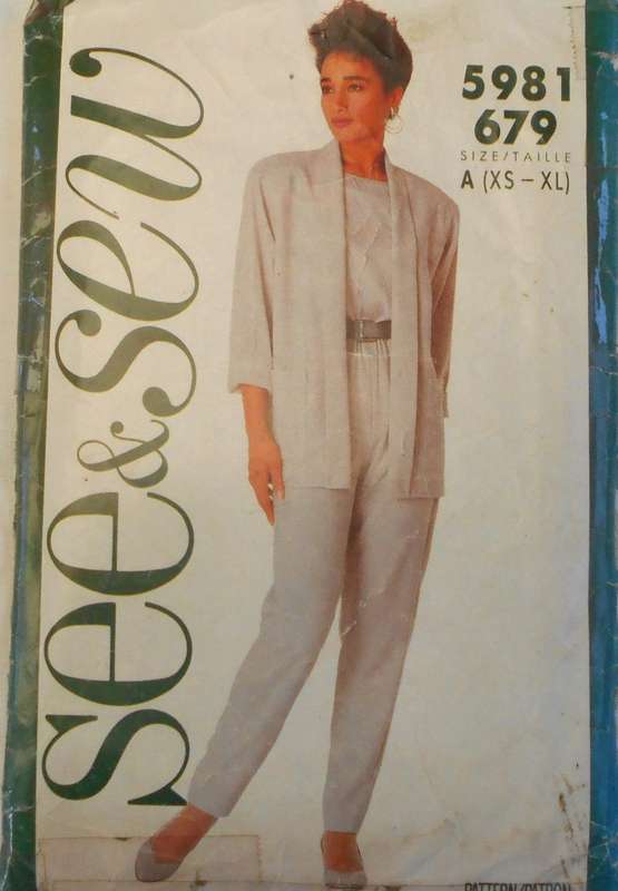 BUTTERICK 5981 JACKET-TOP-PANTS SIZE XS-XL (6-22) COMPLETE-CUT TO XL 20-22