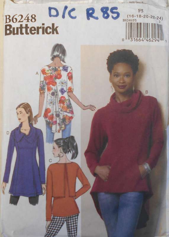 BUTTERICK B6248 PULLOVER TUNIC  SIZE 16-24 SEE LISTING-CUT TO 24