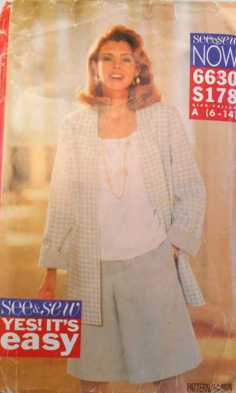 BUTTERICK 6630 JACKET-SHORTS-TOP SIZE 6-14 COMPLETE-CUT TO 14
