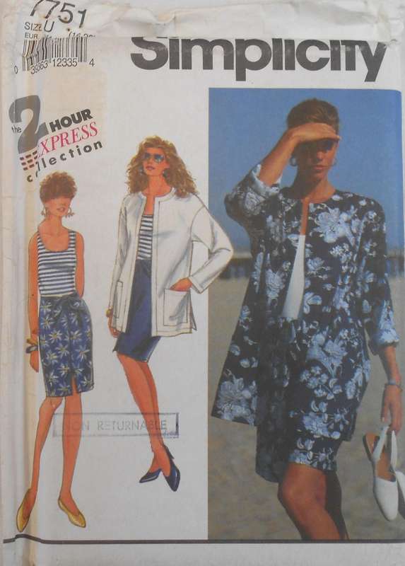 SIMPLICITY 7761 SKIRT-SHORTS-TANK TOP-UNLINED JACKET SIZE-16-20-COMPLETE-UNCUT-F/FOLDED
