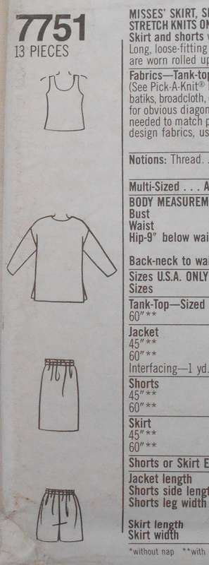 SIMPLICITY 7761 SKIRT-SHORTS-TANK TOP-UNLINED JACKET SIZE-16-20-COMPLETE-UNCUT-F/FOLDED
