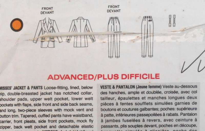 VOGUE 2807 DKNY VERY LOOSE UNLINED JACKET & TAPERED PANTS SIZE-8-10-12-COMPLETE-UNCUT-F/FOLDED