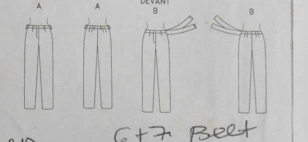 VOGUE 9825 PANTS ALL SIZES CUT TO 14 - NO BELT PATTERN