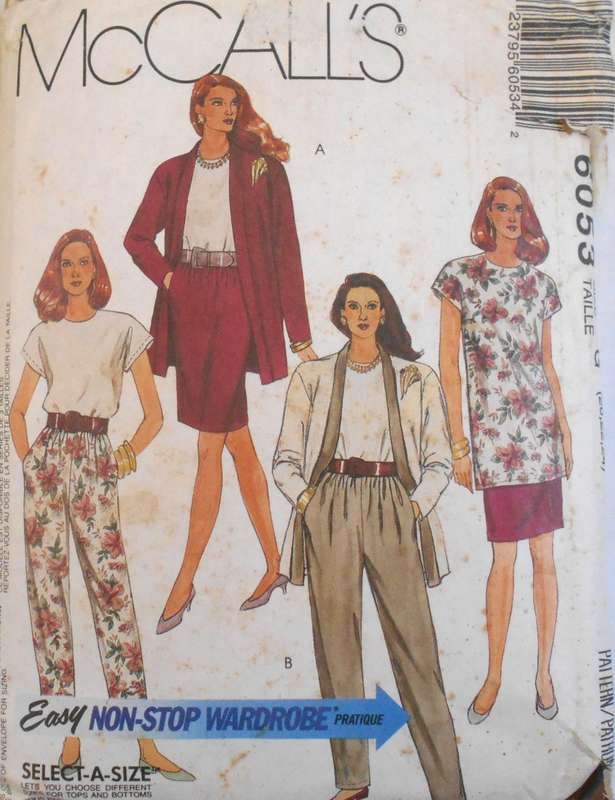 McCALLS 6053 UNLINED CARIDGAN/JACKET-TUNIC-SKIRT-PANTS SIZE 20-22-24-COMPLETE-CUT TO 22/24