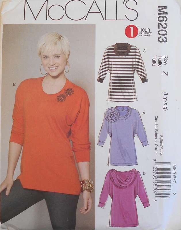 McCALLS M6203 TUNICS SIZE L-XL (16-22)-COMPLETE-UNCUT-F/FOLDED