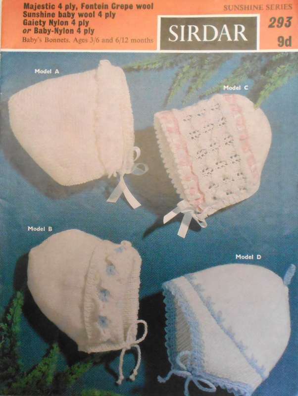 SIDAR 293 BABY BONNETS 3/6 MONTHS - 6/12 MONTHS