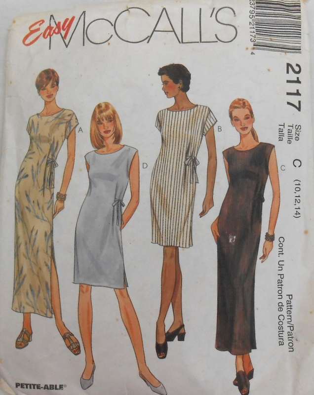 McCALLS 2117 DRESS WITH SIDE TIE SIZE 10-12-14 COMPLETE CUT TO 14
