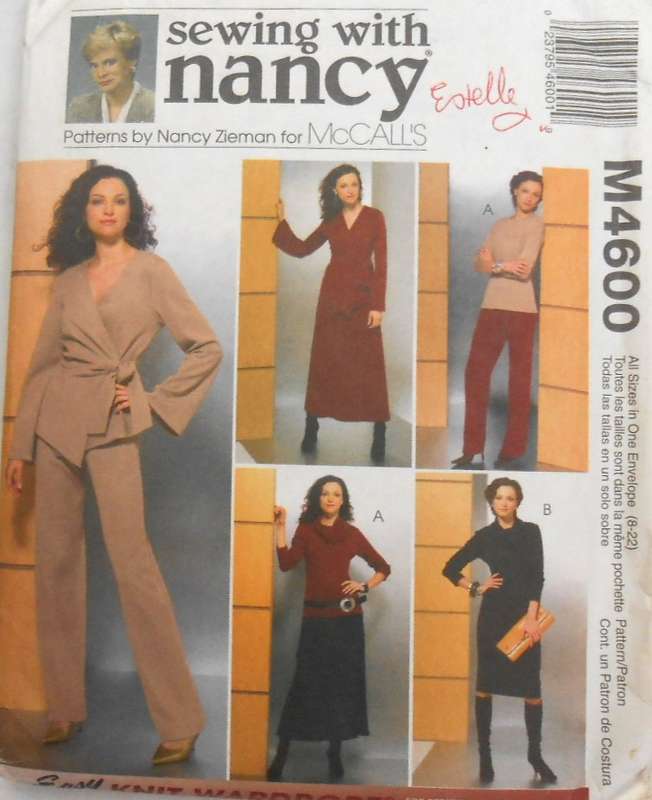 McCALLS M4600 UNLINED JACKET-TOP-DRESS-COWL-PANTS-SKIRT SIZE 8-22 COMPLETE-UNCUT-F/FOLDED