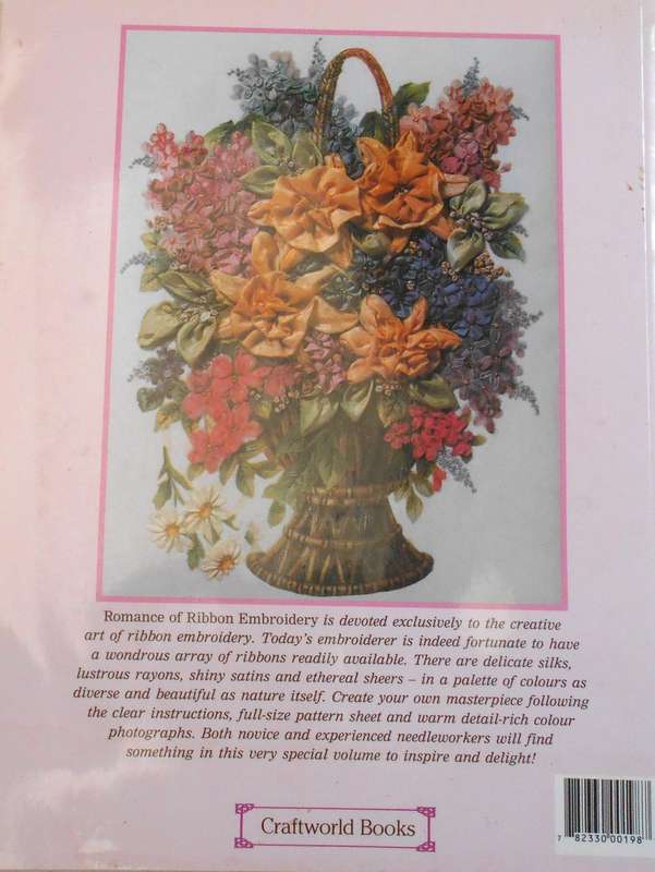 ROMANCE OFRIBBON EMBROIDERY-WITH PULLOUT PATTERN SHEET-100 PAGE SOFT COVER-OLD DAMP MARKS