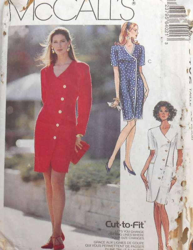 McCALLS 6402 FRONT BUTTON SEMI FITTED DRESS SIZE 4-6-8 COMPLETE-UNCUT-F/FOLDED