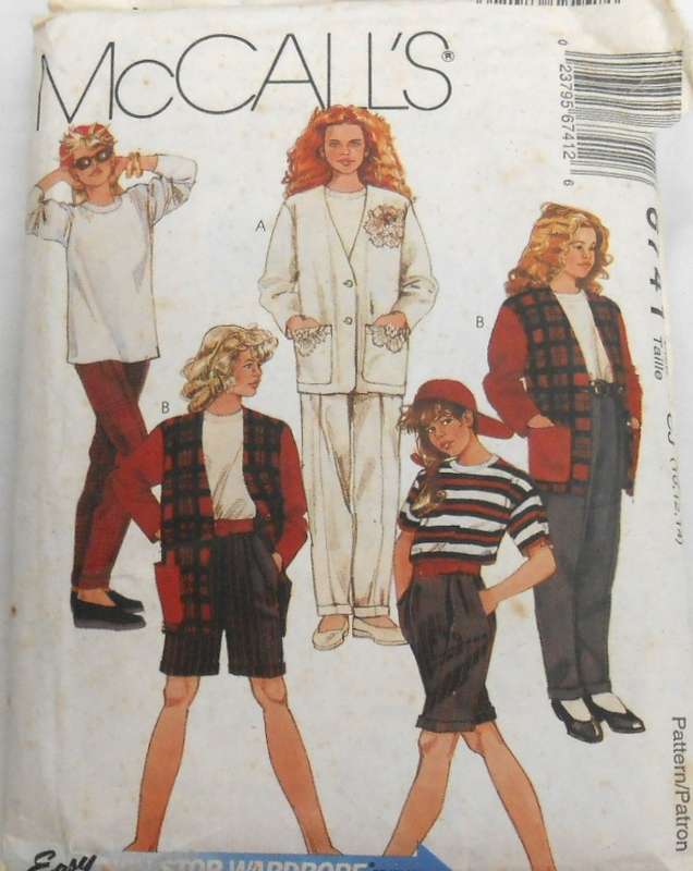 McCALLS 6741 GIRLS UNLINED JACKET-T SHIRT-PANTS-SHORTS SIZE 10-12-14 YEARS COMPLETE-MOSTLY CUT TO 14