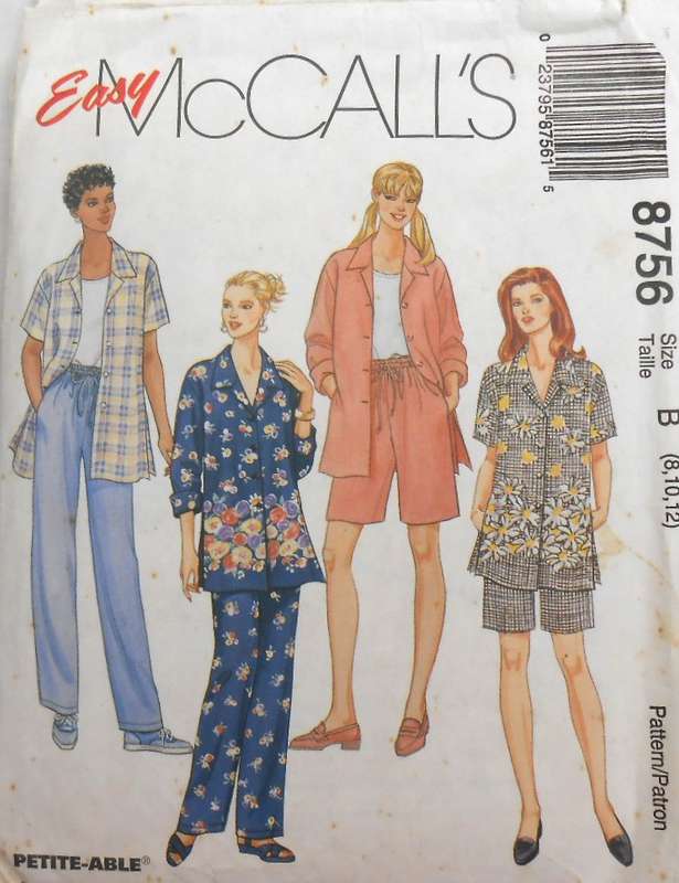 McCALLS 8756 SHIRT-PULL ON PANTS-SHORTS SIZE 8-10-12 COMPLETE CUT TO 12