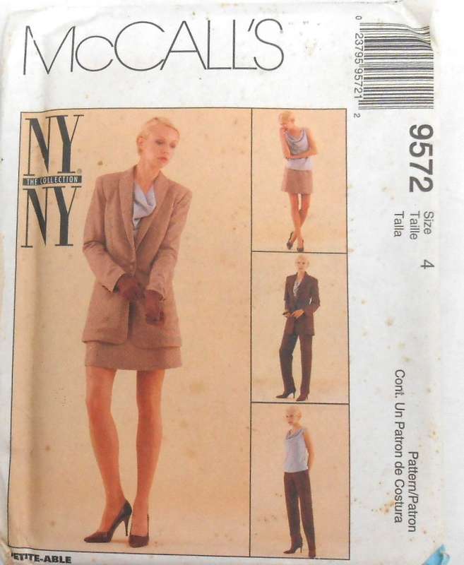 McCALLS 9572 LINED JACKET-LINED SKIRT-TOP-PANTS SIZE 4 COMPLETE-UNCUT-F/FOLDED
