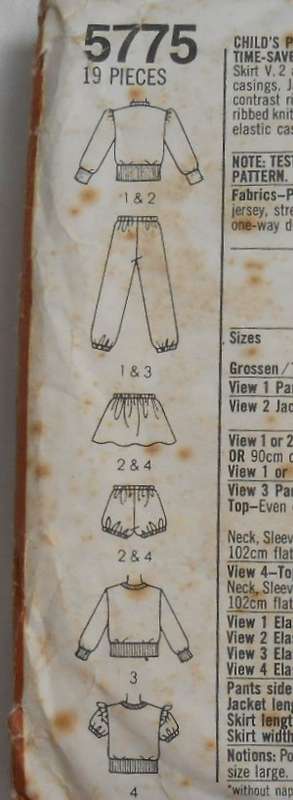 SIMPLICITY 5775 GIRLS PULL ON PANTS-MINI SKIRT-PANTIES-PULLOVER TOP-JACKET SIZE 5-6 YRS-COMPLETE