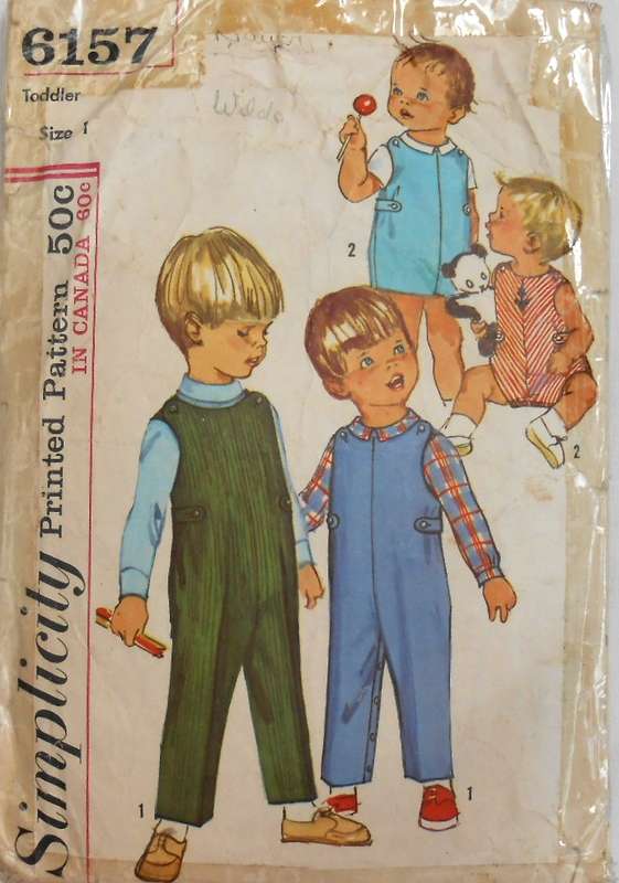 VINTAGE SIMPLICITY 6157 TODDLER OVERALLS & SHIRT SIZE 1 YEARS-COMPLETE