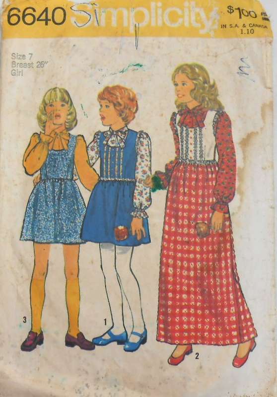 SIMPLICITY 6640 GIRLS PINAFORE & BLOUSE SIZE 7 YEARS BREAST 28-COMPLETE-NO SEWING INSTRUCTIONS