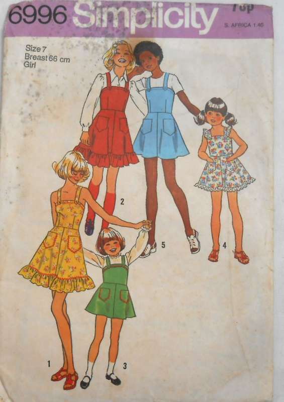 SIMPLICITY 6996 GIRLS DRESS OR PINAFORE SIZE 7 YEARS BREAST 66 CM-COMPLETE