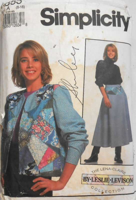 SIMPLICITY 7853 LINED JACKET (PATCHWORK EFFECT) & SKIRT SIZE 8-18 COMPLETE-CUT TO 18