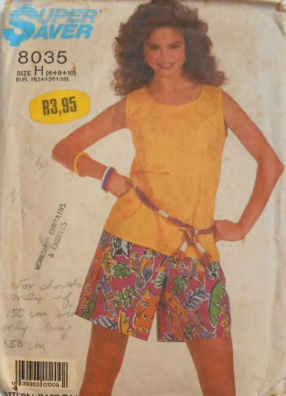 SIMPLICITY 8035 TOP & PULL-ON SHORTS SIZE 6-8-10 COMPLETE