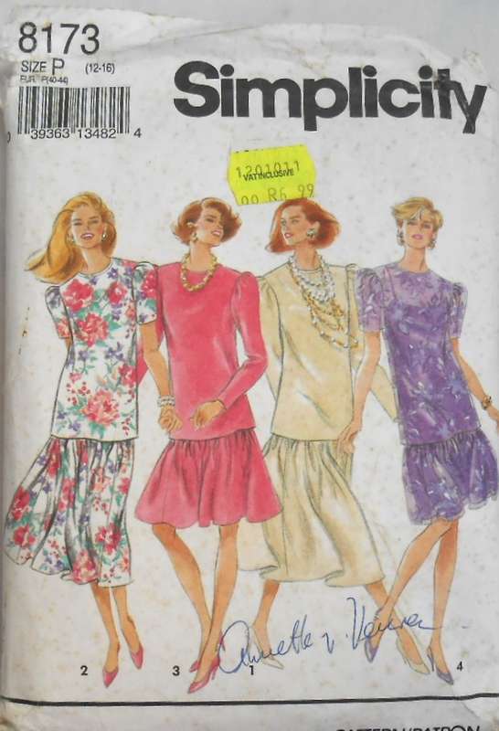 SIMPLICITY 8173 TWO PIECE DRESS SIZE 12-16 COMPLETE CUT TO 16