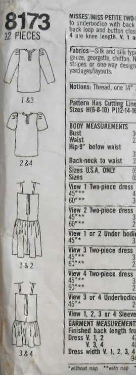 SIMPLICITY 8173 TWO PIECE DRESS SIZE 12-16 COMPLETE CUT TO 16