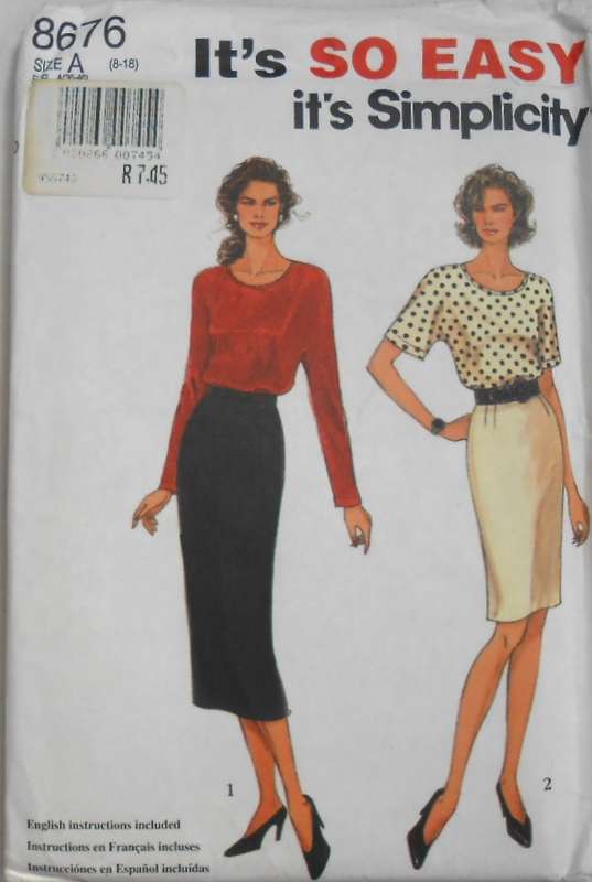 SIMPLICITY 8676 SKIRT IN 2 LENGTHS & BLOUSE SIZE 8-18 COMPLETE-UNCUT-F/FOLDED