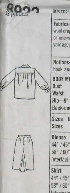 SIMPLICITY 8922 SKIRT & BLOUSE SIZE 12-14-16 COMPLETE-UNCUT-F/FOLDED