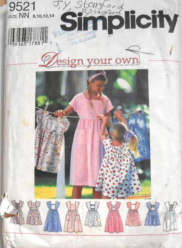 SIMPLICITY 9521 GIRLS DRESS SIZE 8-10-12-14 YEARS COMPLETE-CUT TO 14