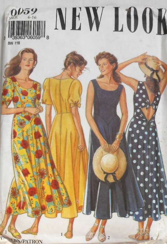 NEW LOOK PATTERNS 6059 HIGH WAIST FITTED DRESS WITH BACK FEATURE SIZES 6-16 COMPLETE-UNCUT-F/FOLDED