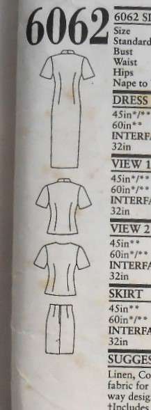 NEW LOOK PATTERNS 6062 FRONT BUTTON FITTED DRESS-TOP-SKIRT SIZES 6-16 COMPLETE-CUT TO 16