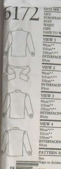 NEW LOOK PATTERNS 6172 SET OF BLOUSES WITH COLLAR VARIATIONS SIZES 8-18 COMPLETE-UNCUT-F/FOLDED